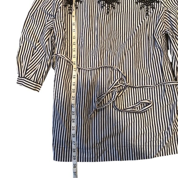 The Limited Womens Blouse 3/4 Sleeve Top Stripe Multicolor Lace Trim Size 1X - Picture 6 of 12